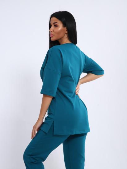 Костюм с брюками, футер с лайкрой (01048 вид 2, бирюзовый) - фото 4