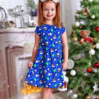 Платье для девочек Даша синий - фото 1