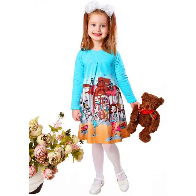 Платье для девочек Лили бирюзовый - фото 1