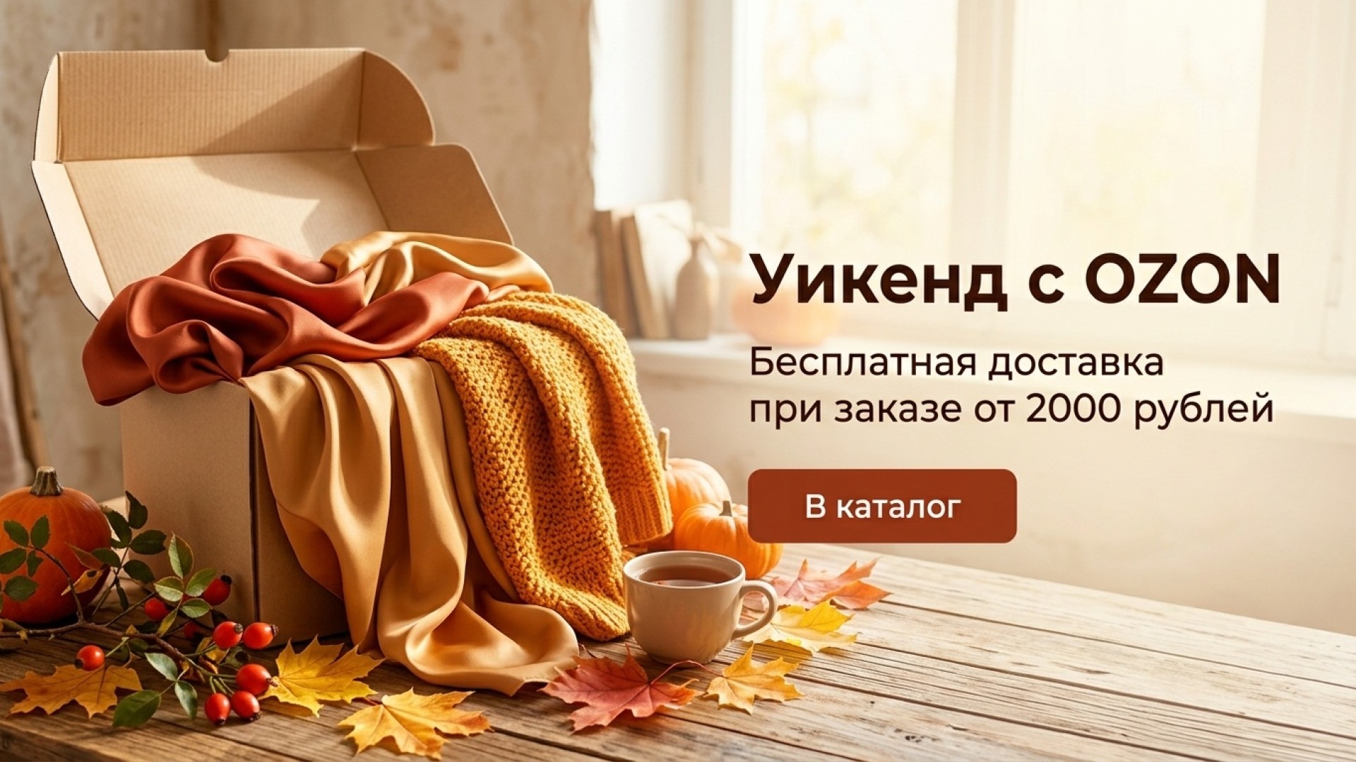 Уикенд с OZON: бесплатная доставка от 2 000 ₽